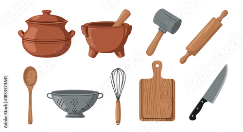 Kitchen utensils collection with transparent background