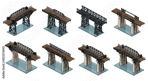 Railway bridge structures set for transportation design