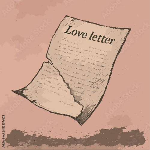 fragments of feeling: a weathered love letter fades into pink silence and handwritten memory
