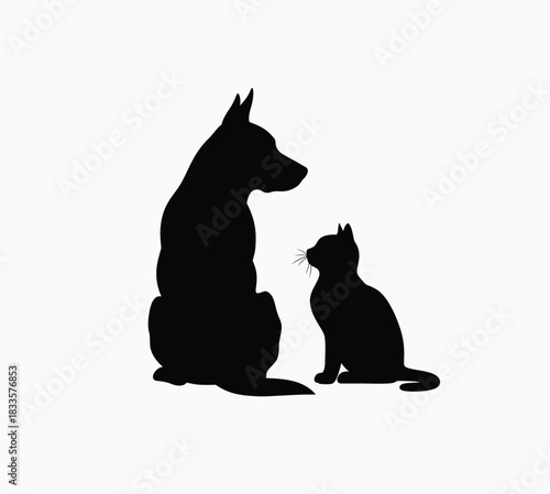 animal silhoutte with cat and dog