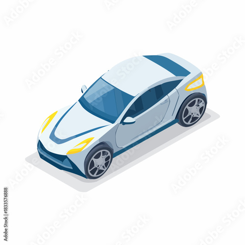 Blue sport car vehicle transport model isolated on white