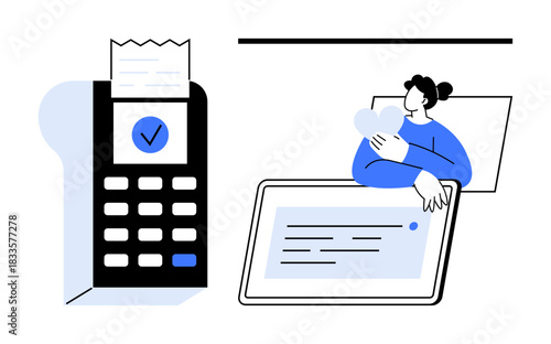 Digital payment concept. Digital payment process using a card reader and tablet for secure transactions. Digital payment transforming financial interactions and enhancing security. Useful