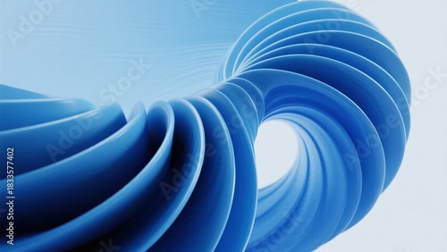 Abstract blue spiral structure with smooth curves and layered design