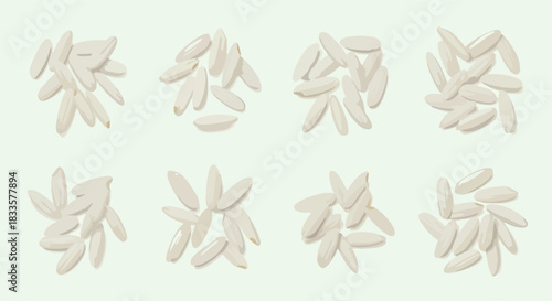 Rice grains isolated with transparent background