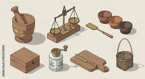 Herbalist tools and ingredients set