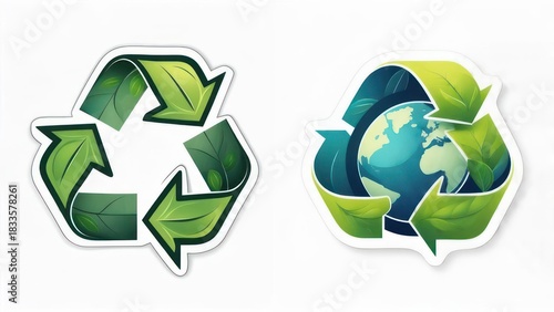 Two stylized recycling logos