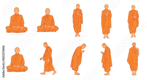 Buddhist monk poses with transparent background