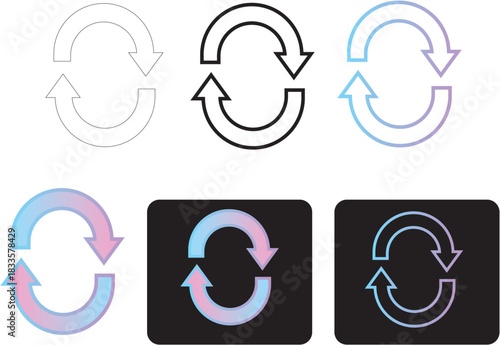 Refreshing and Circular Arrow Icons Diverse Styles and Variations for Interface Design