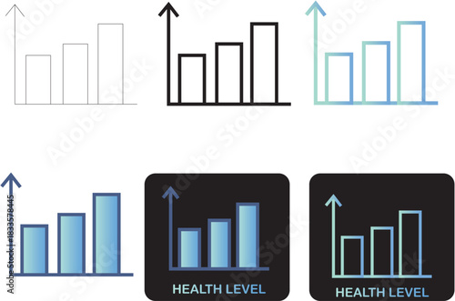 Data Visualization Icon Set Chart variations for Business and Health Level Analysis