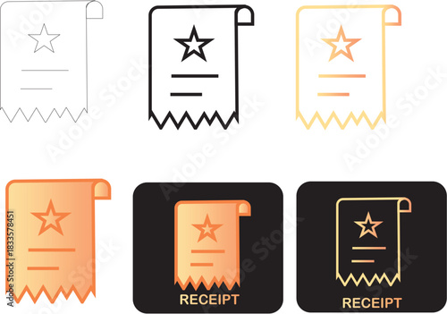 Collection of simple vector graphics representing invoices, sales, and financial documents