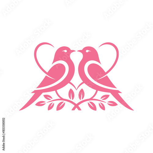 Romantic Love Bird Logo Vector Design