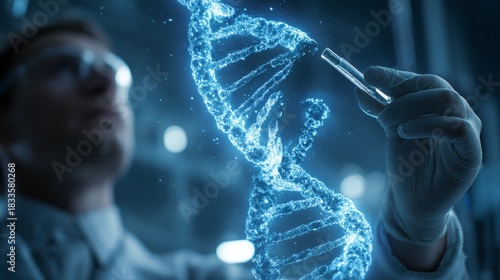 Innovative future in dna research scientist exploring automation and ai technologies in a cyber-advanced laboratory environment