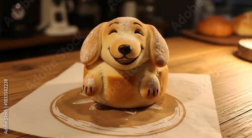 Novelty Dachshund-Shaped Bread Loaf in Decorative Bun — Cute Bakery Concept