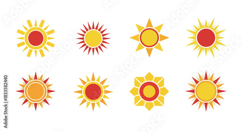 Sun icons set with transparent background
