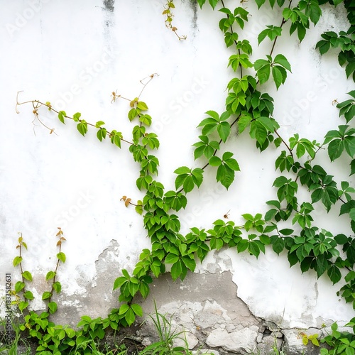 Vines clinging to a weathered wall