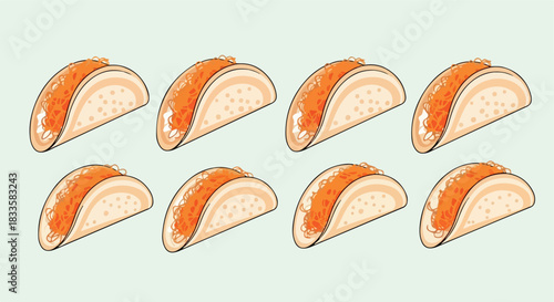 Tacos set on light green background