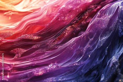 Abstract thick flowing liquid background with vibrant pink purple and blue gradient waves, glossy acrylic paint texture, modern digital art motion backdrop for creative design