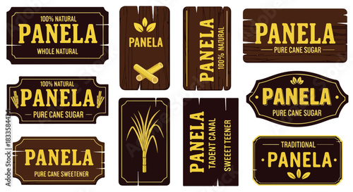Panela sugar labels and badges collection