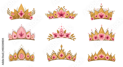 Floral crowns collection with transparent background