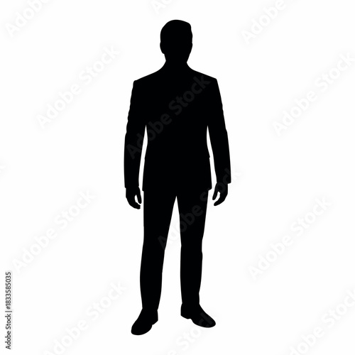 Professional businessman standing full body silhouette vector