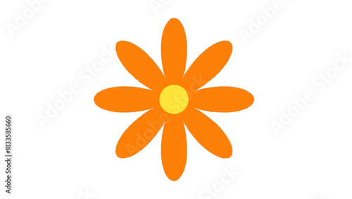 Vector illustration of a stylized orange daisy flower with a yellow center on transparent background