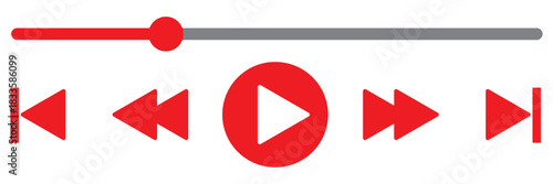 Music or video play bar icon Audio player for songs or podcast playlist. Play or pause button. Music or video play bar icon. editable stroke vector illustration