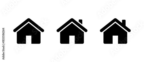 Home and house icon set in flat style. Real estate, residence, and property symbol
