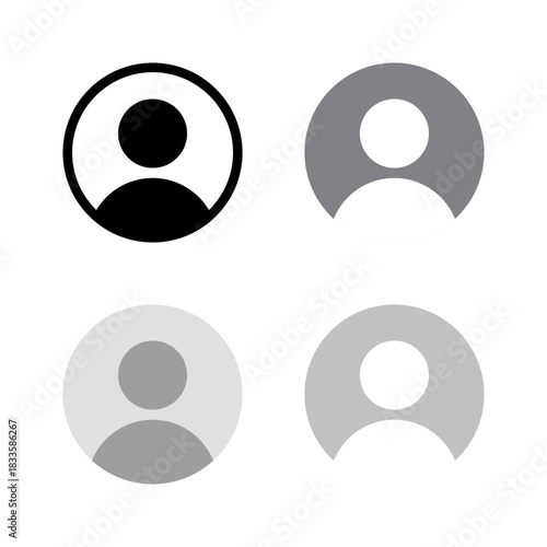 User profile avatar icon set. Default social media account symbol