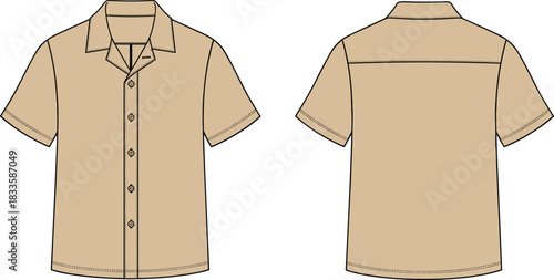 Men's bomber jacket technical flat sketch vector illustration featuring ribbed trims and zipper, front and back view design template