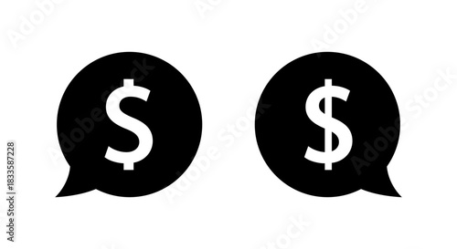 Speech bubble with dollar icon. Money message and financial communication symbol