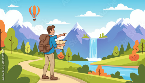 Solo Hiker Exploring Scenic Mountain Landscape