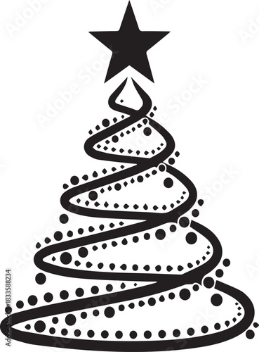 Minimalist Spiral Christmas Tree with Star