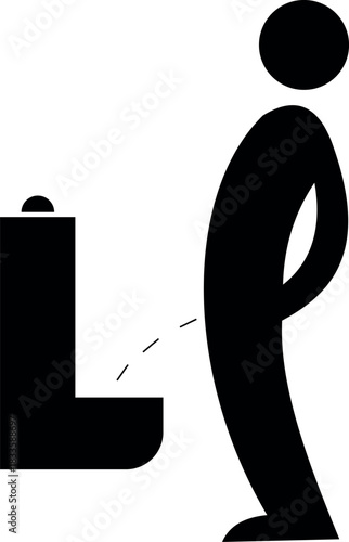 vector illustration of man using sanitary , wash rooms, a man pee 