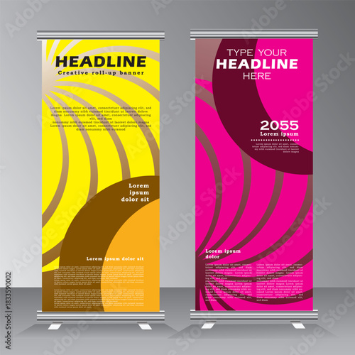 Roll up banner desing, Roll up banner template with geometric background, vertical banner template, vector eps 10