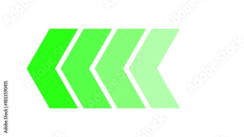 Green arrow moving left direction animation on black background, minimal directional arrow set, forward motion symbol, clean UI indicator, navigation icon movement, progress and transition concept