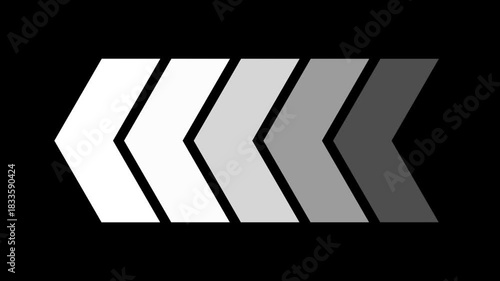 arrow moving left direction animation on black background, minimal directional arrow set, forward motion symbol, clean UI indicator, navigation
