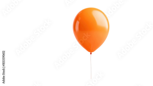 Orange balloon floating, celebrating party event with glossy helium sphere against transparent background