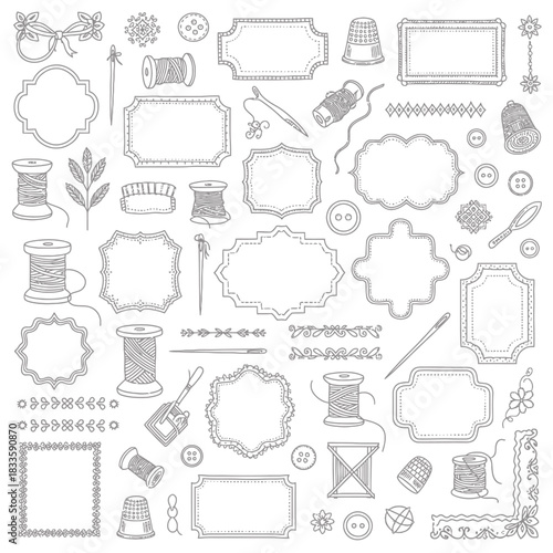 Sewing and Crafting Elements - A Collection of Vintage-Inspired Designs.