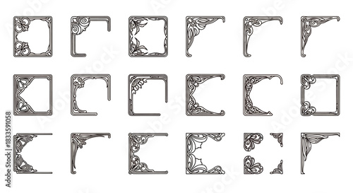 Collection of Decorative Corner Designs for Frames and Borders.