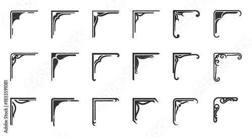 Collection of Decorative Corner Designs for Frames and Borders.