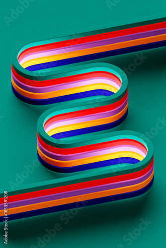 Abstract pattern of colorful crossing lines on a light background, featuring geometric shapes