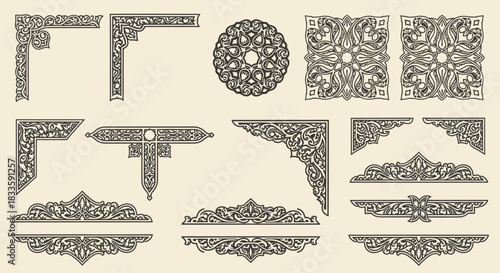 Collection of Ornate Vector Design Elements for Decoration.