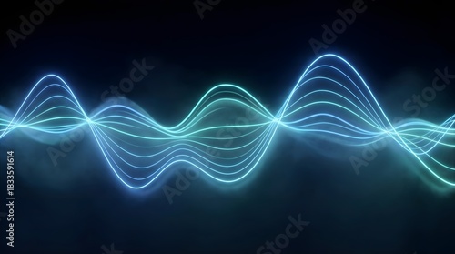 Glowing Cyan Blue Sine Waves Abstract Technology Background