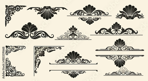 Elegant Vintage Ornaments and Decorative Design Elements Collection.