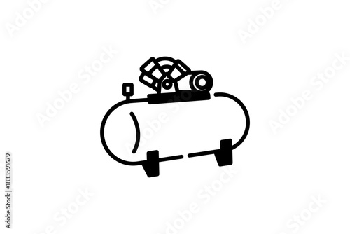 Rotary compressor icon outline vector. Air machine. Pressure tank isolated on white background