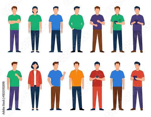 Casual People Icon Set Flat Design Illustration
