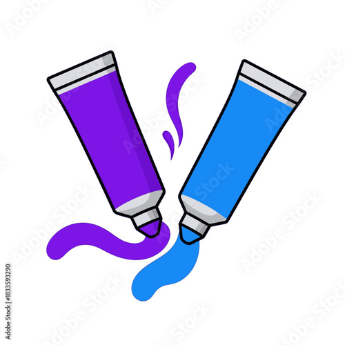 Colorful Paint Tubes with Splashes Vector Illustration