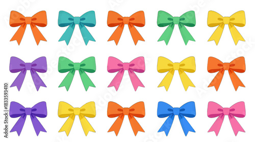 Colorful Ribbon Bows Flat Design Illustration