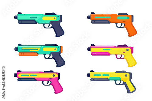 Colorful Sci-Fi Shotguns Vector Illustration