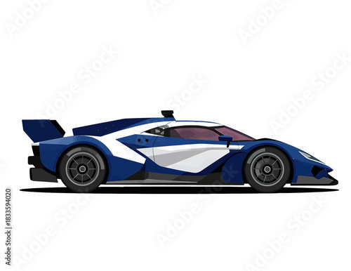 Futuristic Blue and White Race Car Illustration
